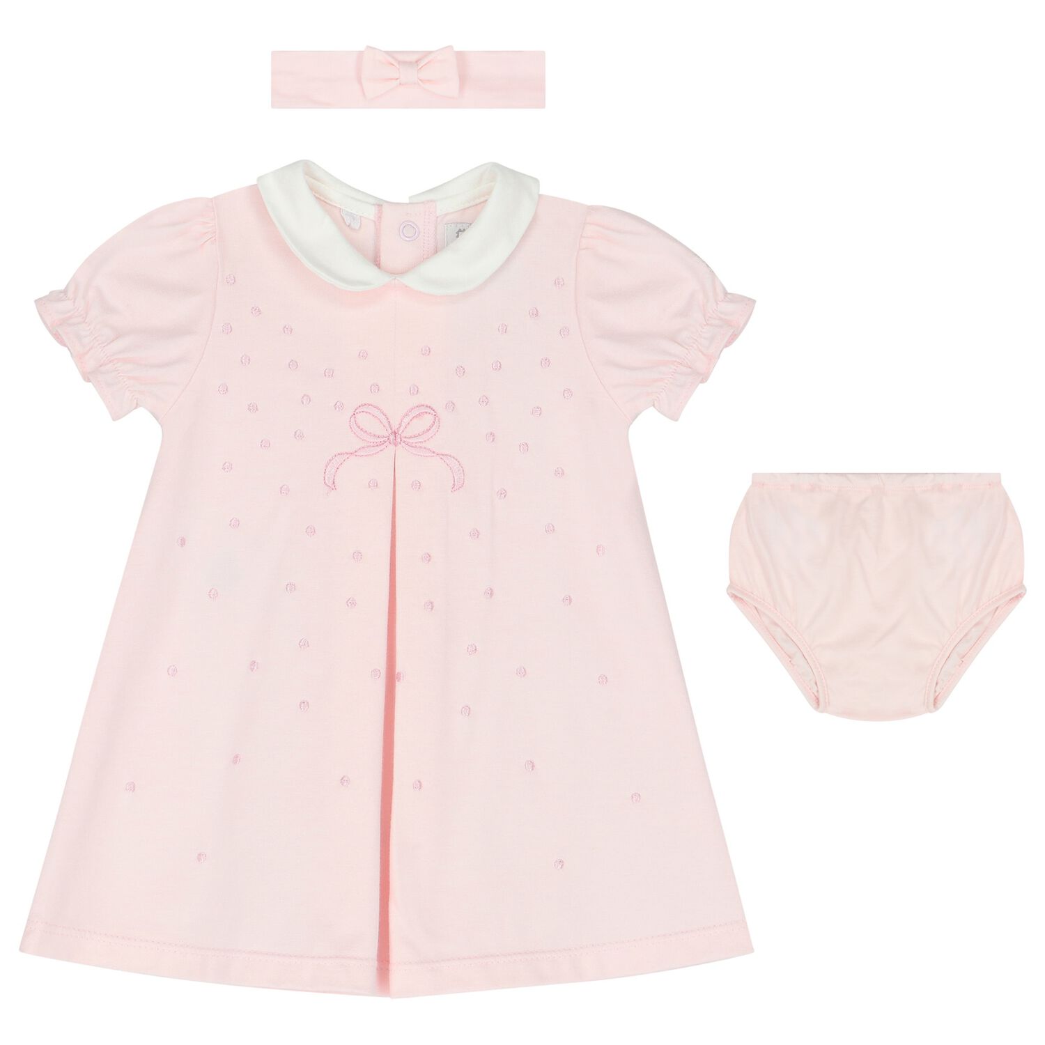 Baby Girls Pink Bow Dress Set, 2, hi-res image number null