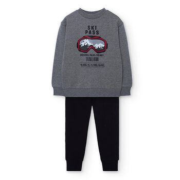 Boys Grey & Black Tracksuit