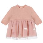 Baby Girls Pink Bow Tulle Dress, 1, hi-res