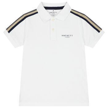 Hackett London Boys White Logo Polo Shirt, 2 Boys White Logo Polo Shirt