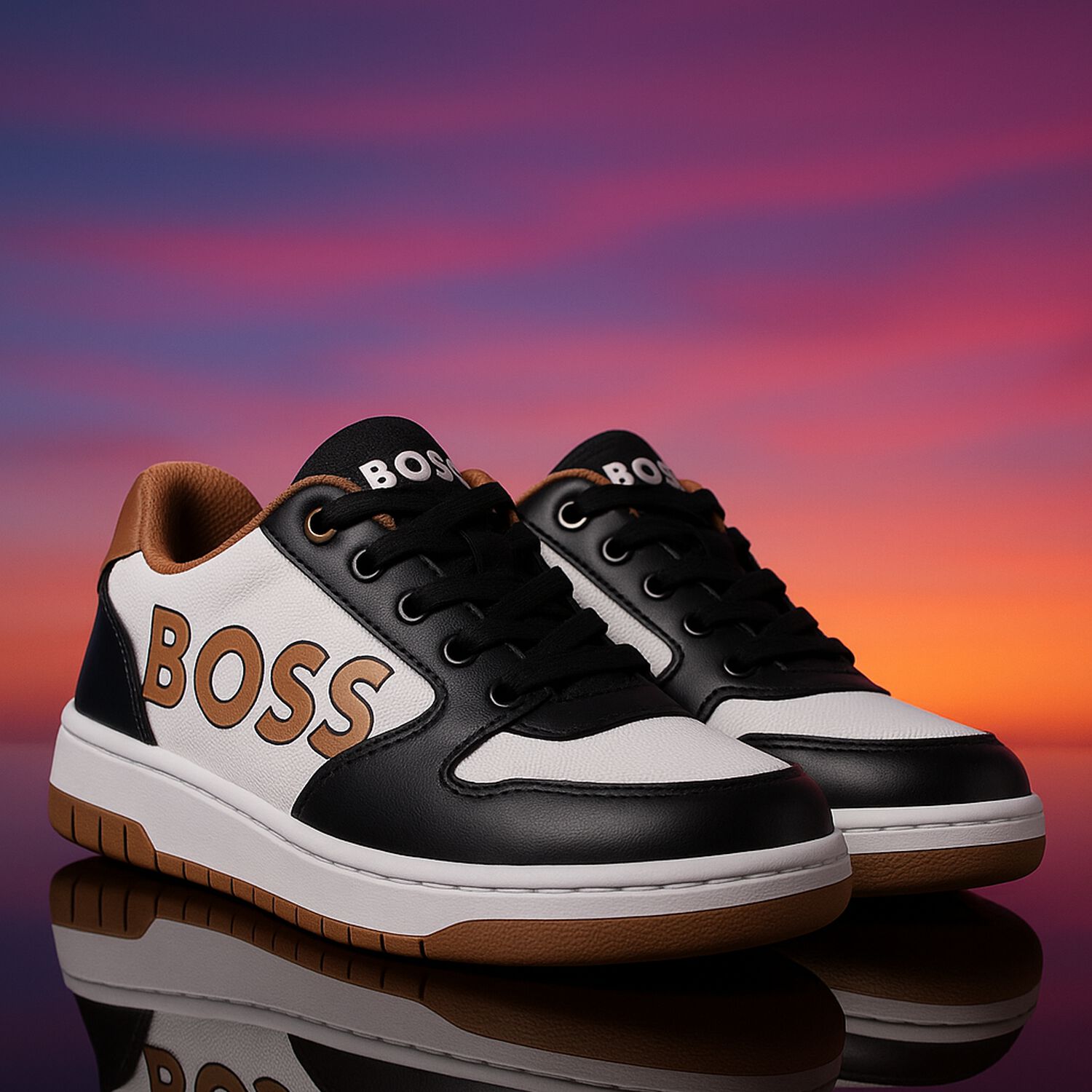 Boys Black & White Logo Trainers, 1, hi-res image number null