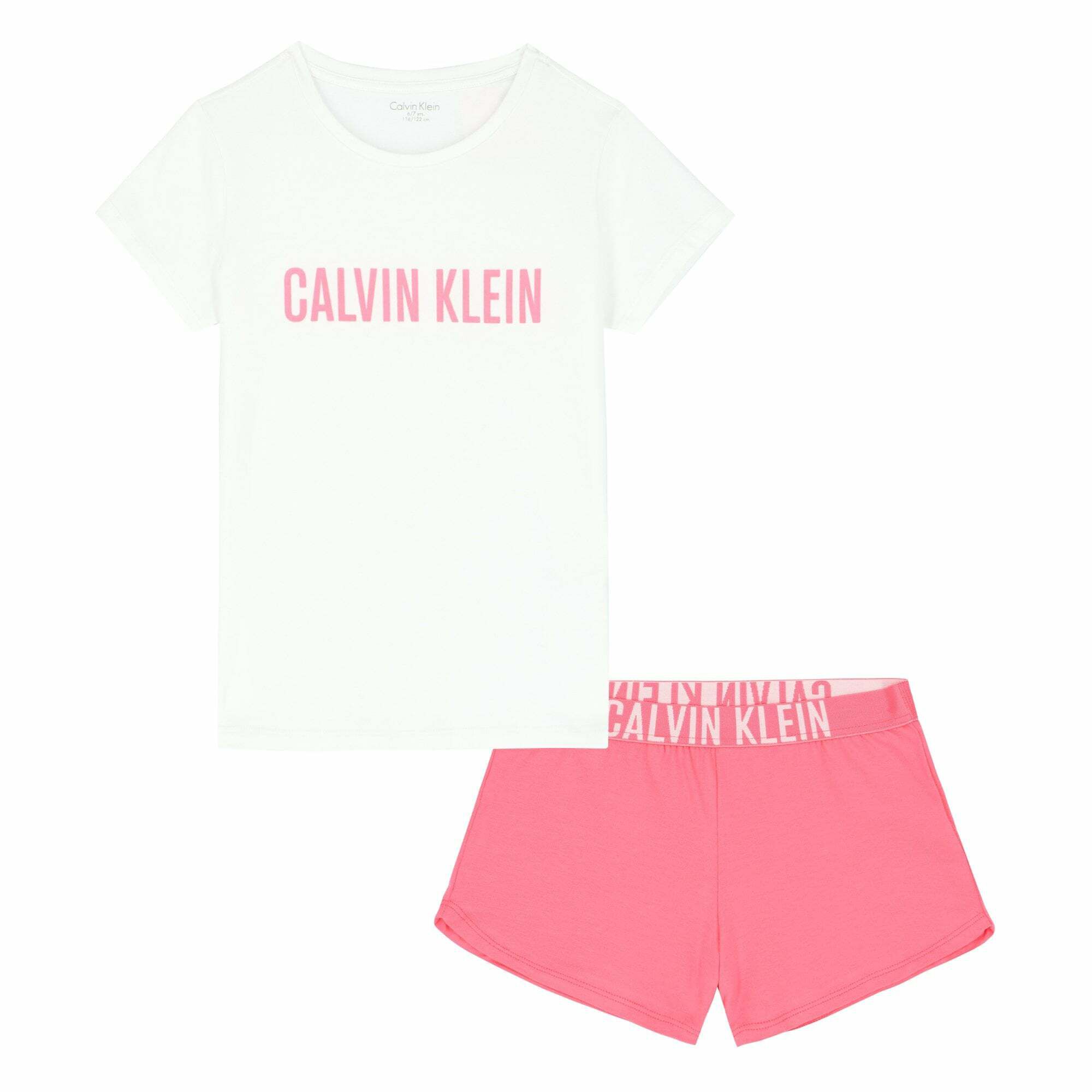 Calvin Klein Girls White Pink Top Shorts Set Junior Couture USA