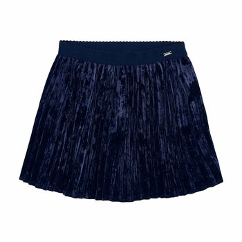 Girls Navy Blue Velvet Skirt