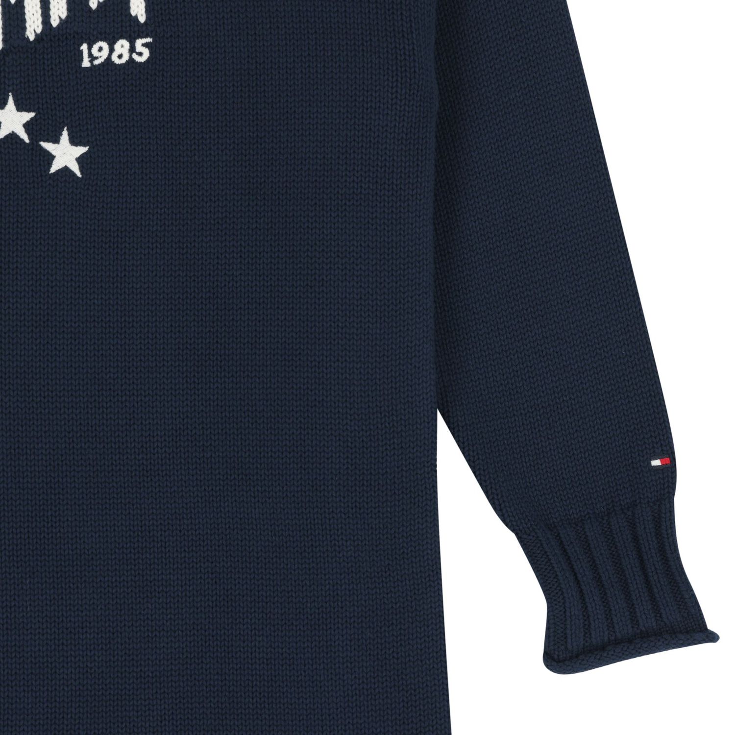 Girls Navy Blue Logo Knitted Jumper Dress, 1, hi-res