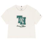 Girls White Crest Logo T-Shirt, 1, hi-res