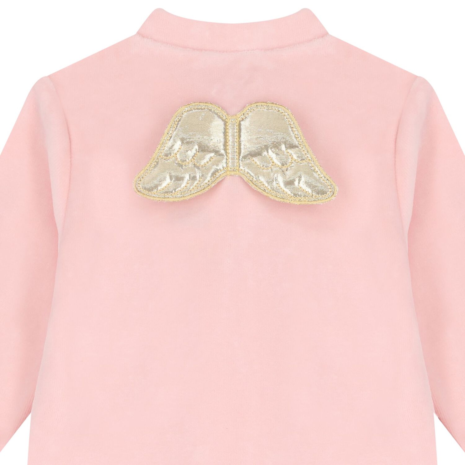 Baby Girls Pink Wings Velour Babygrow, 2, hi-res