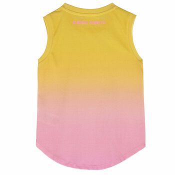 Girls Yellow & Pink Printed Sleeveless Top