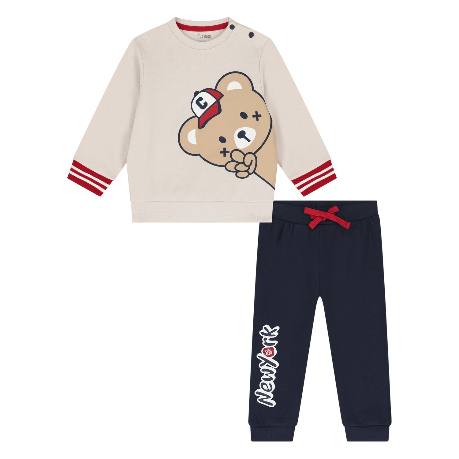 Younger Boys Beige & Navy Blue Tracksuit, 1, hi-res image number null