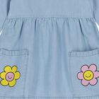 فستان بنات مزين بالزهور باللون الازرق , 1, hi-res