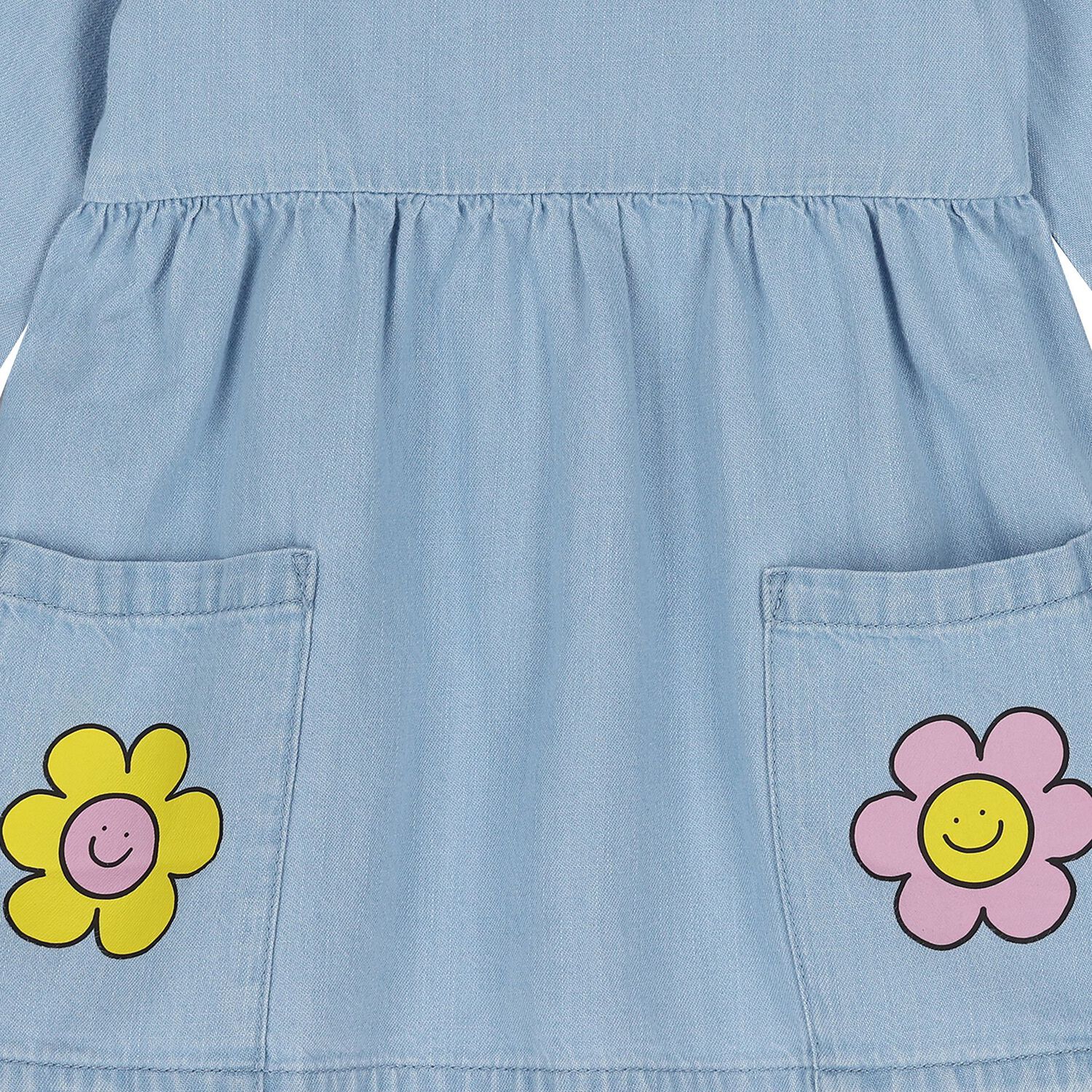 فستان بنات مزين بالزهور باللون الازرق , 1, hi-res