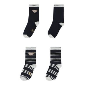 Boys Grey & Navy Teddy Socks ( 2-Pack )