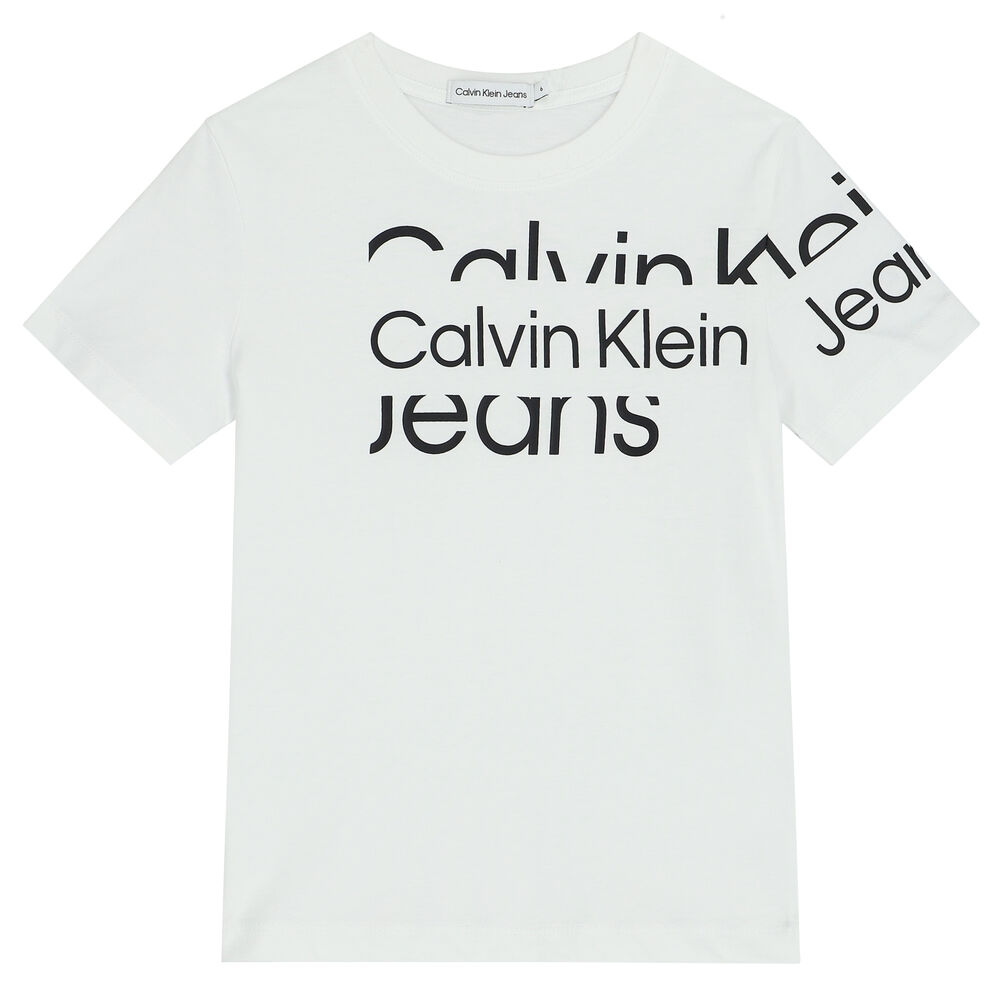 Calvin Klein Boys White Logo T-Shirt | Junior Couture USA