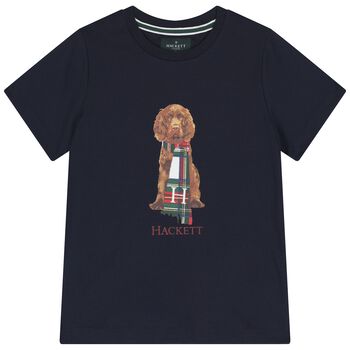 Boys Navy Blue Dog Logo T-Shirt