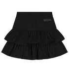 Girls Black Logo Skirt, 1, hi-res