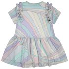 Girls Multi-Coloured Ruffled Iride Dress, 1, hi-res