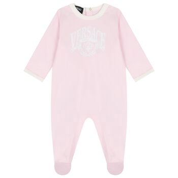 Baby Girls Pink Medusa Logo Babygrow