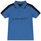 Boys Blue & Navy Blue Logo Polo Shirt, 1, hi-res