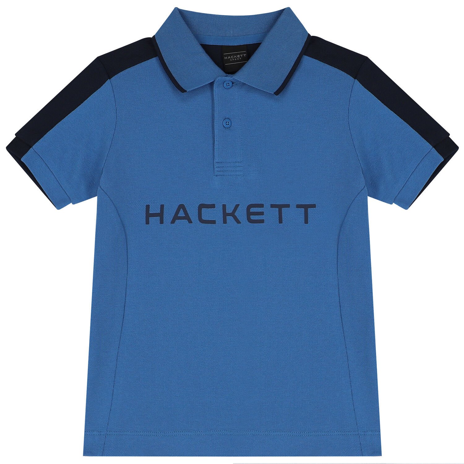 Boys Blue & Navy Blue Logo Polo Shirt, 1, hi-res