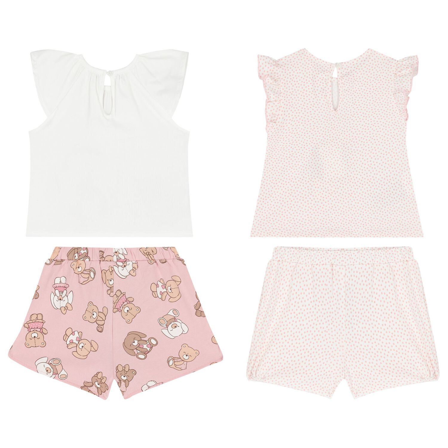 Baby Girls Pink & White Bear Shorts Set ( 2-Pack ), 1, hi-res
