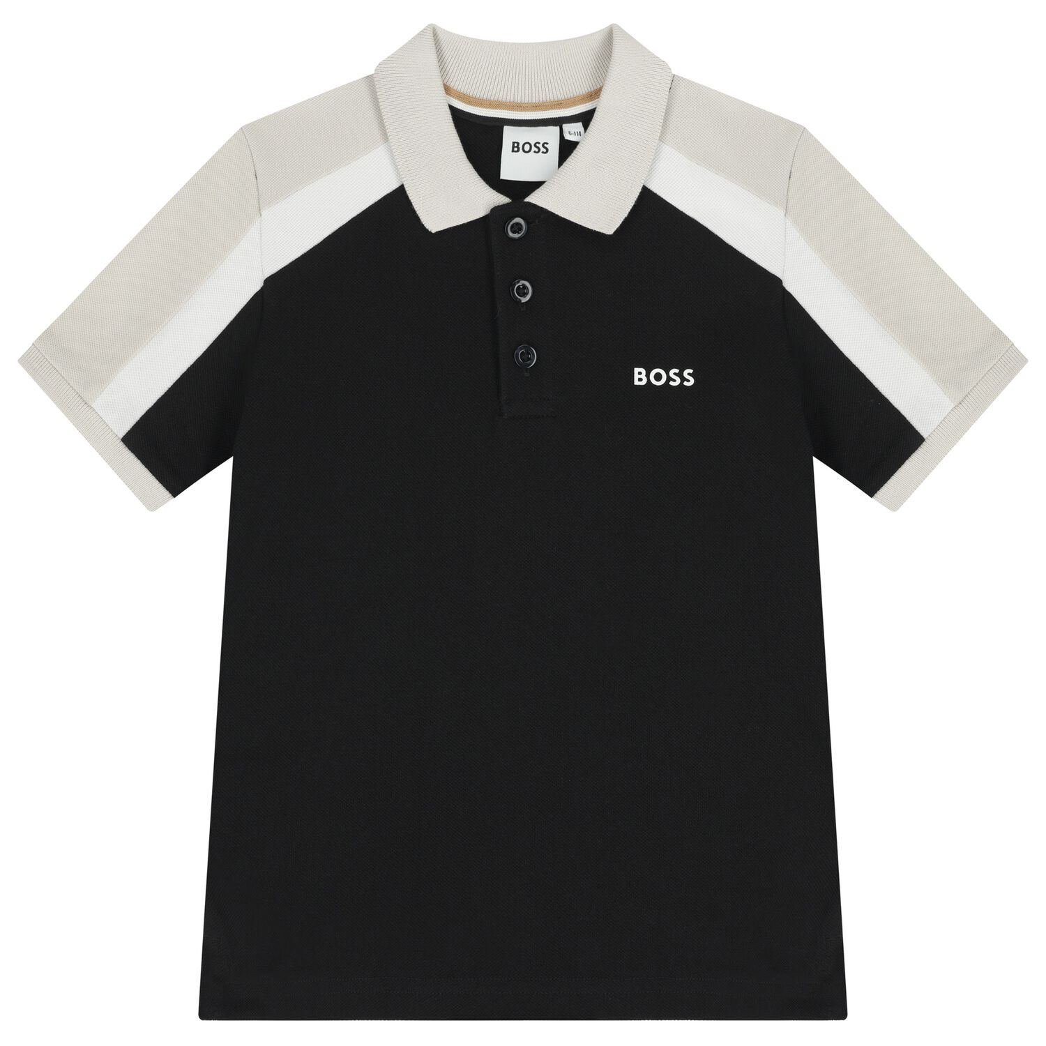 Boys Black Logo Polo Shirt, 2, hi-res