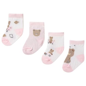 Baby Girls Pink & White Socks ( 4-Pack )
