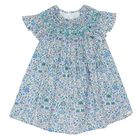 Baby Girls Blue & Green Liberty Print Dress, 1, hi-res
