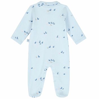 Baby Boys Blue Ducks Cotton Babygrow