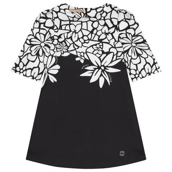 Girls Black & White Floral Dress