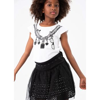 Girls Black Broderie Anglaise Skirt
