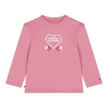 Baby Girls Pink Logo Long Sleeve Top