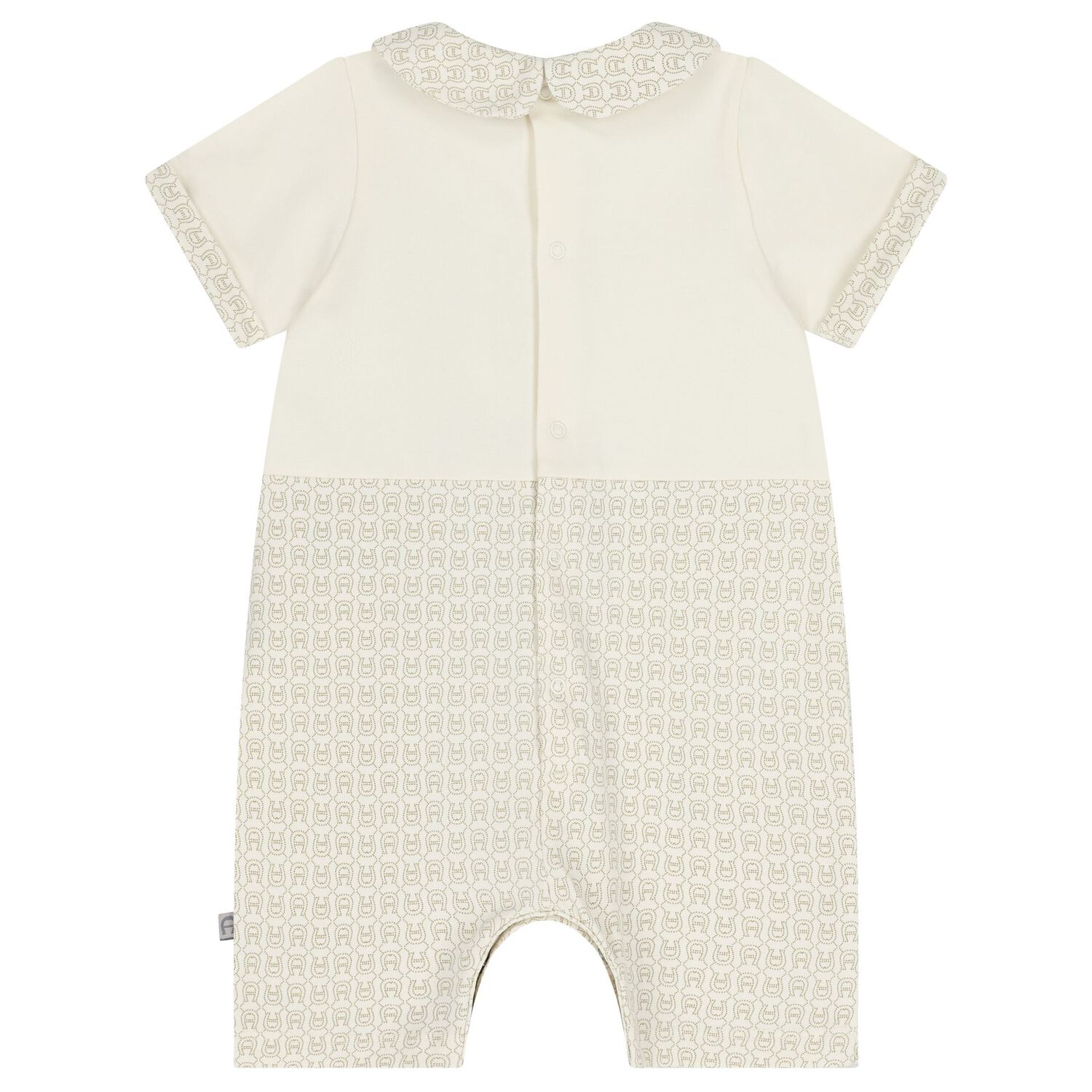 Ivory & Gold Logo Romper, 1, hi-res