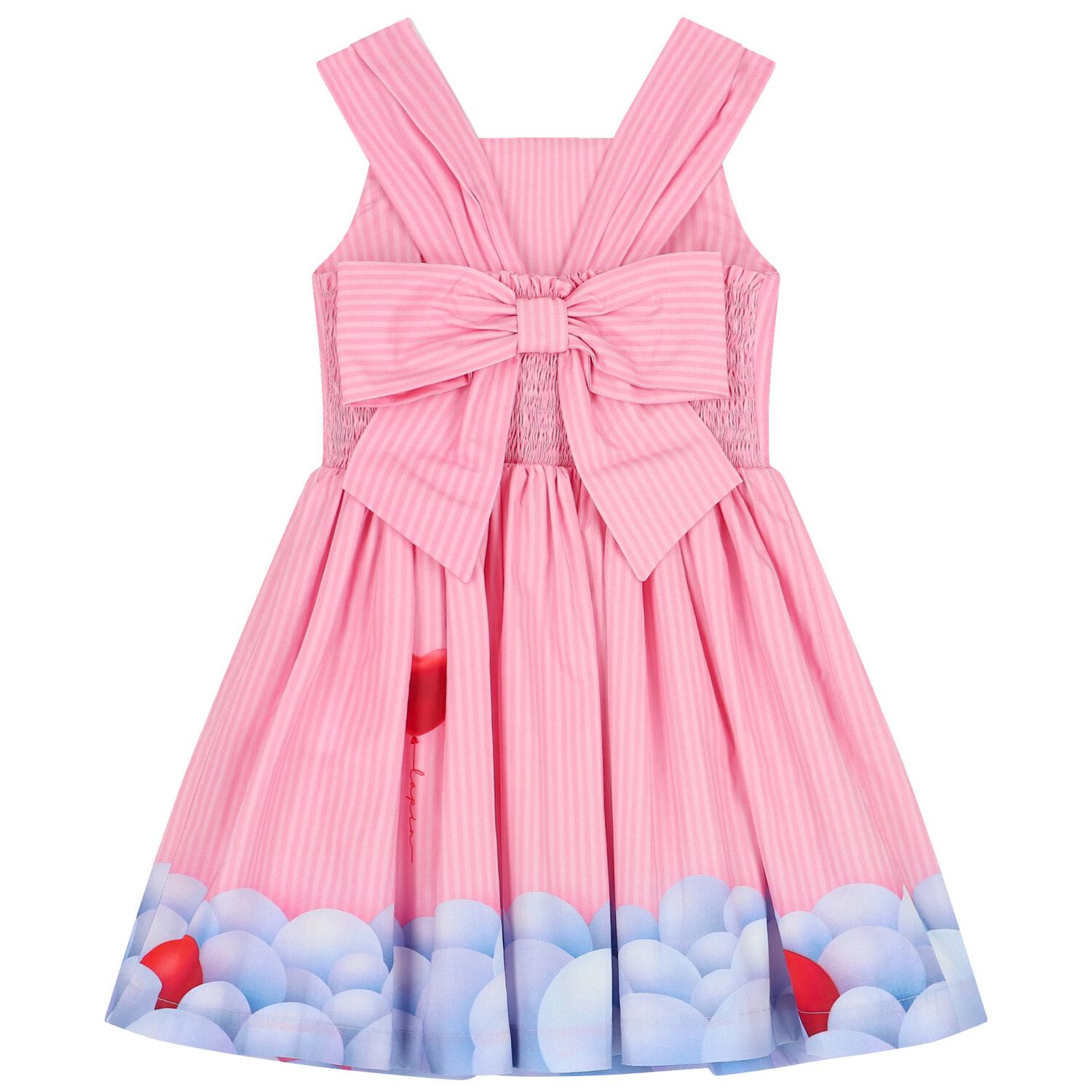 Girls Pink Striped Bow Dress, 1, hi-res image number null