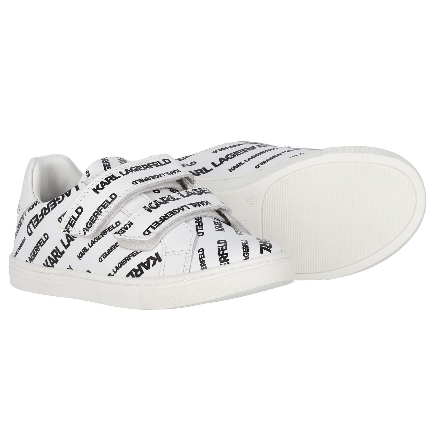 Boys White Logo Trainers, 1, hi-res