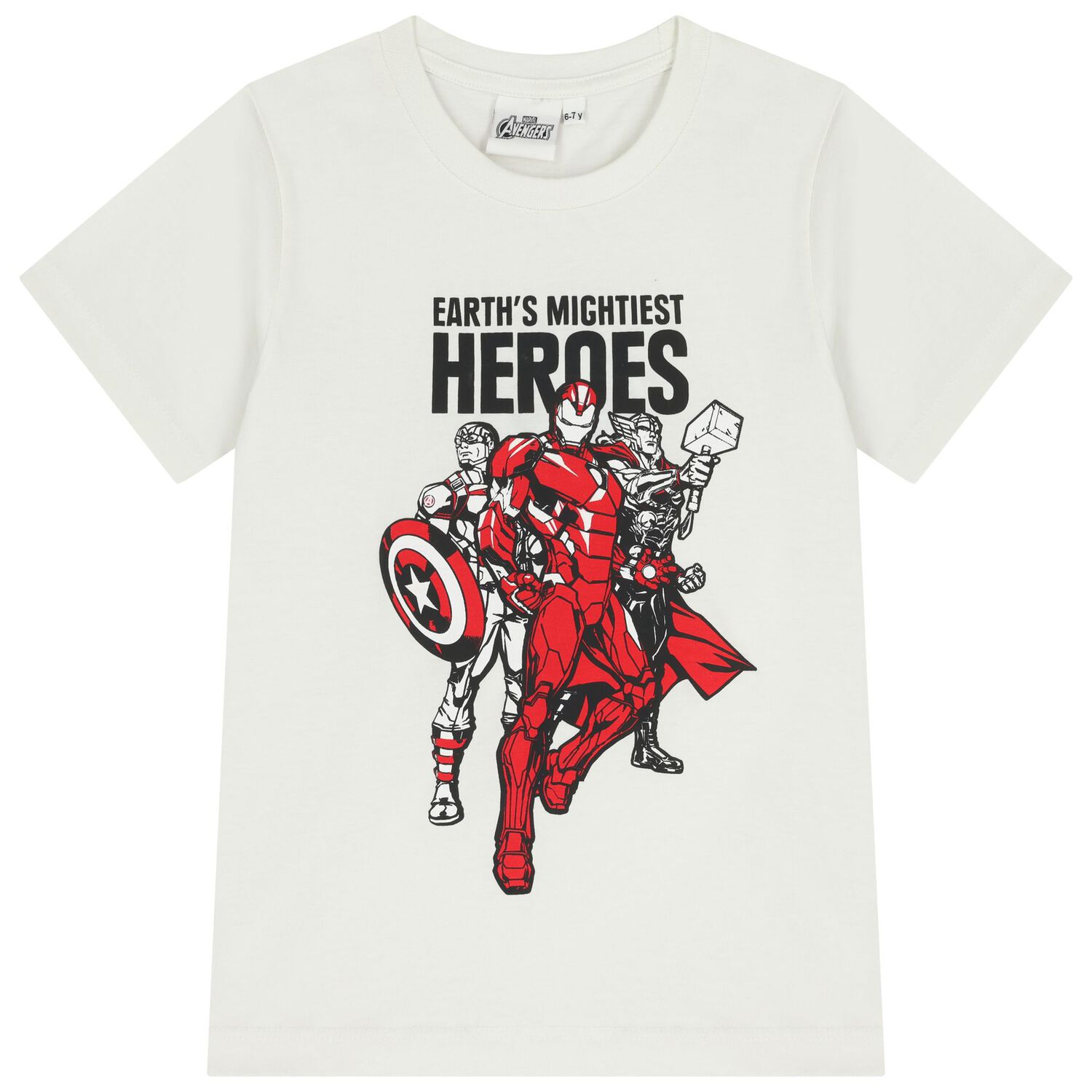 Boys White & Navy Blue Marvel Shorts Set, 1, hi-res