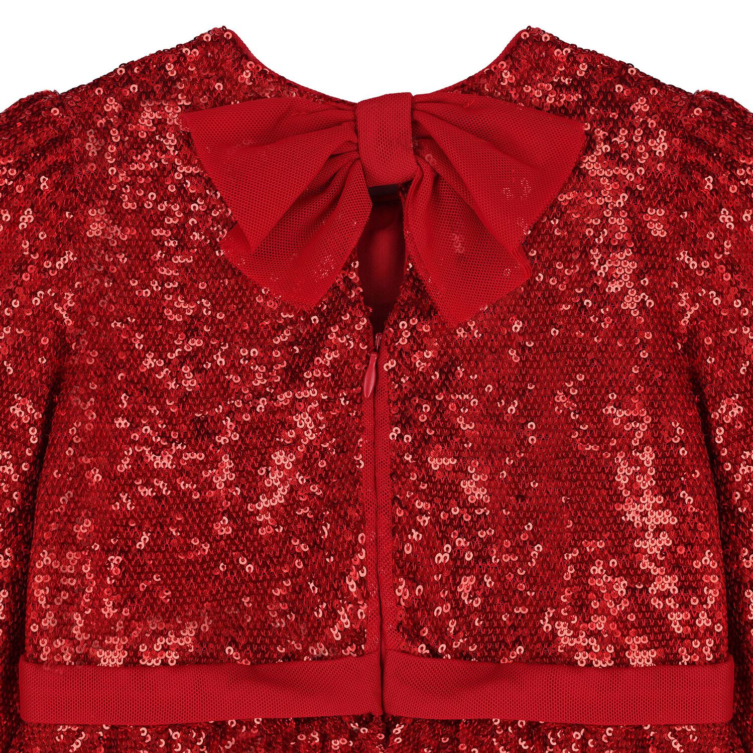 Girls Red Embellished Sequin Dress, 1, hi-res