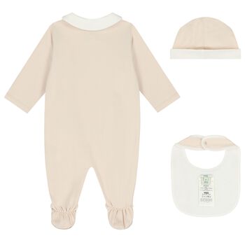 Beige & Ivory Logo Babygrow Gift Set 