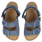 Baby Boys Blue Leather Sandal, 1, hi-res