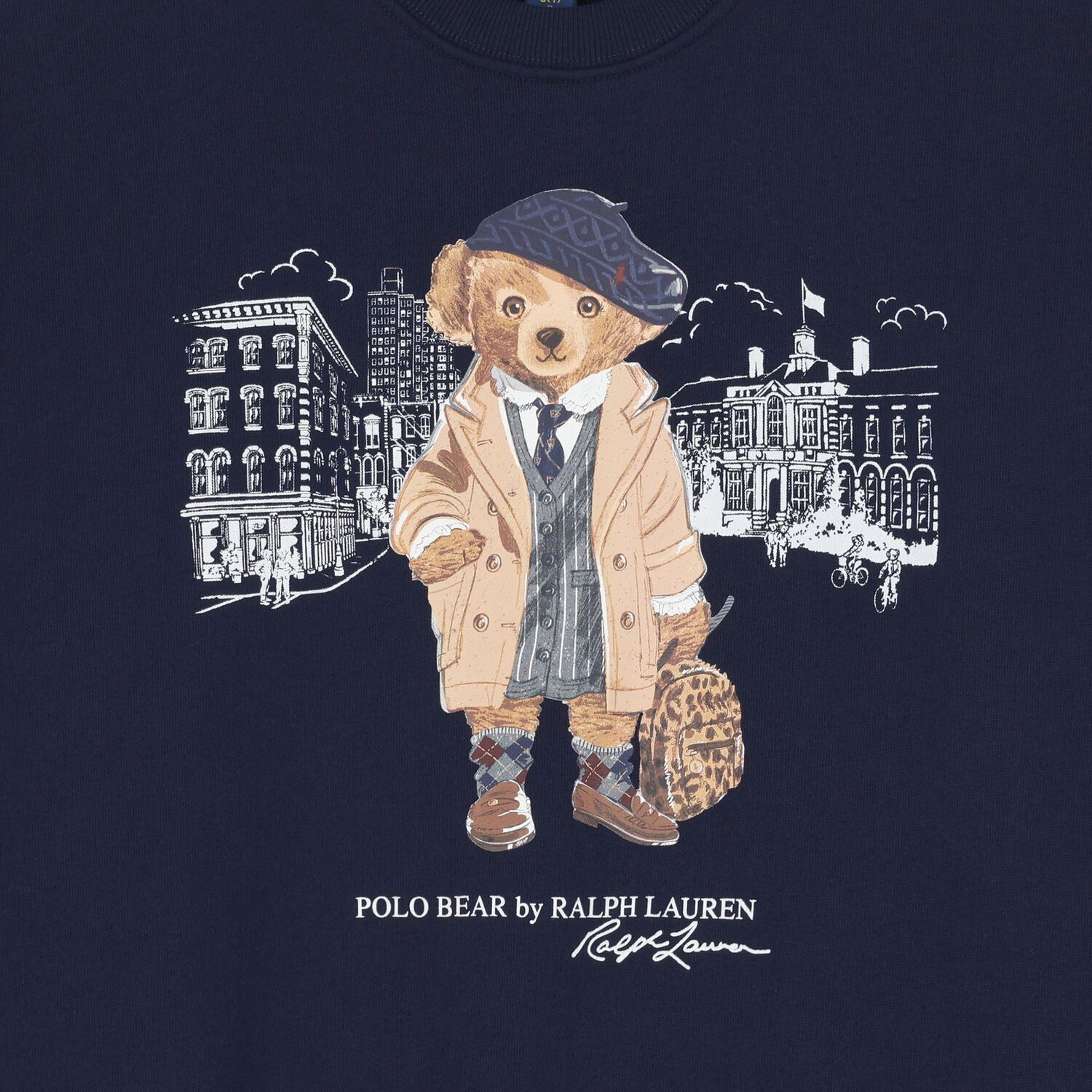 Girls Navy Blue Polo Bear Sweatshirt Dress, 1, hi-res image number null
