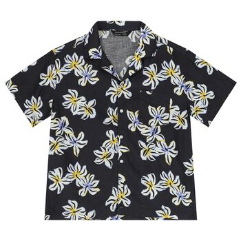 Boys Black & Ivory Floral Shirt
