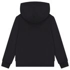Boys Black Logo Hooded Top , 1, hi-res