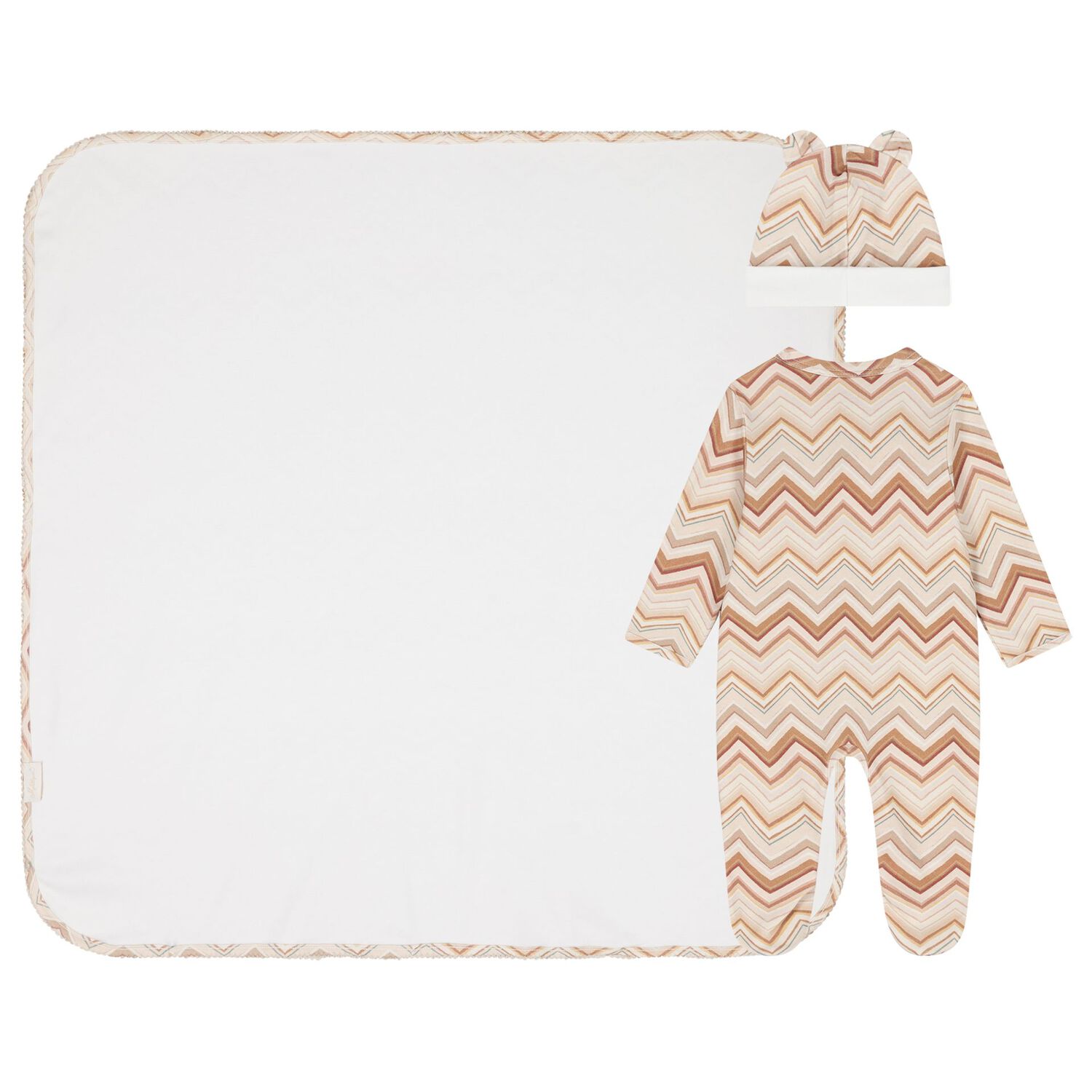 Beige & Brown Zig Zag Babygrow Gift Set, 1, hi-res