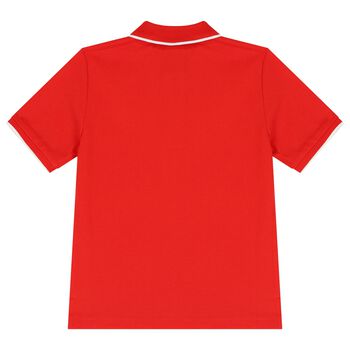 قميص أولاد بولو بالشعار باللون الأحمر