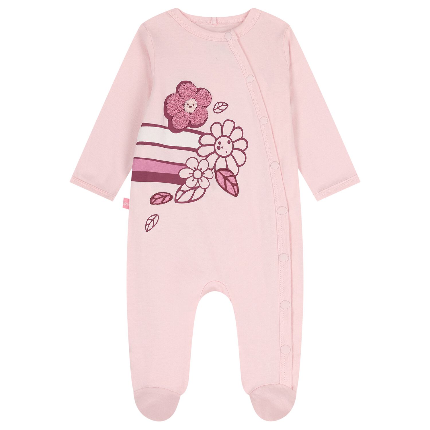 Baby Girls Pink Flower Babygrow, 1, hi-res