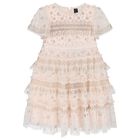Girls Pink Beaded Ruffle Tulle Dress, 1, hi-res