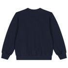 Girls Navy Blue Floral Logo Sweatshirt, 2, hi-res