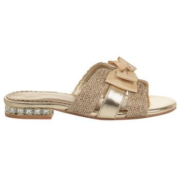 Girls Gold Embellished Sandals 