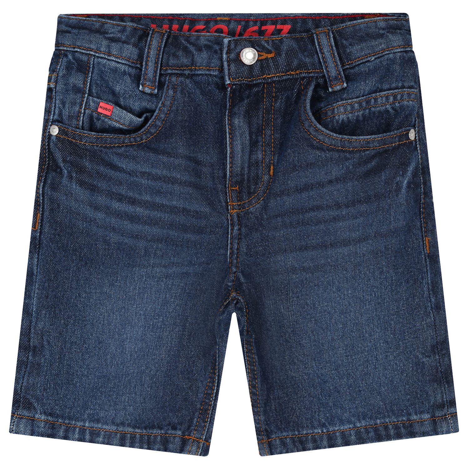 Boys Blue Denim Logo Shorts, 1, hi-res image number null