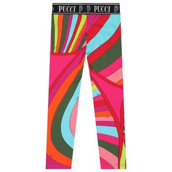 Girls Pink & Green Logo Iride Leggings