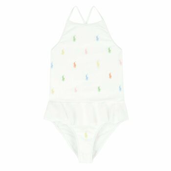 Girls White Logo Swimsuit 