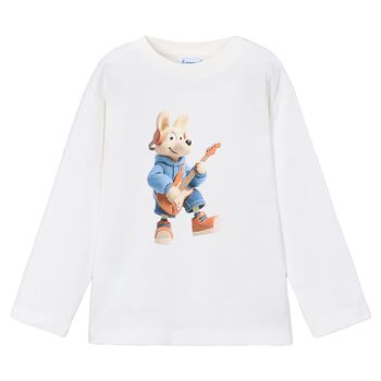 Boys Ivory Dog Long Sleeve Top